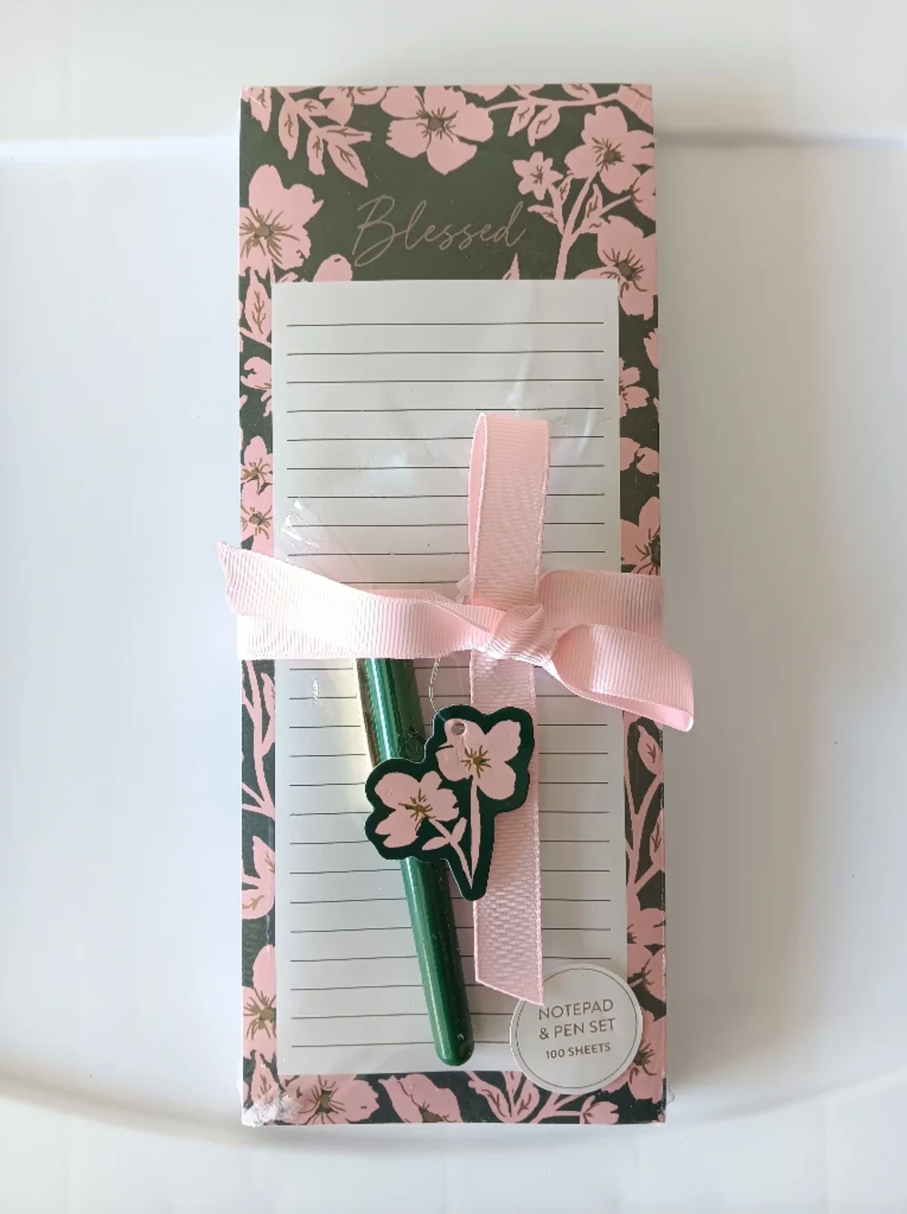 Juliet Meeks Notepad Pen Set Floral Lined Magnet Rectangle 4